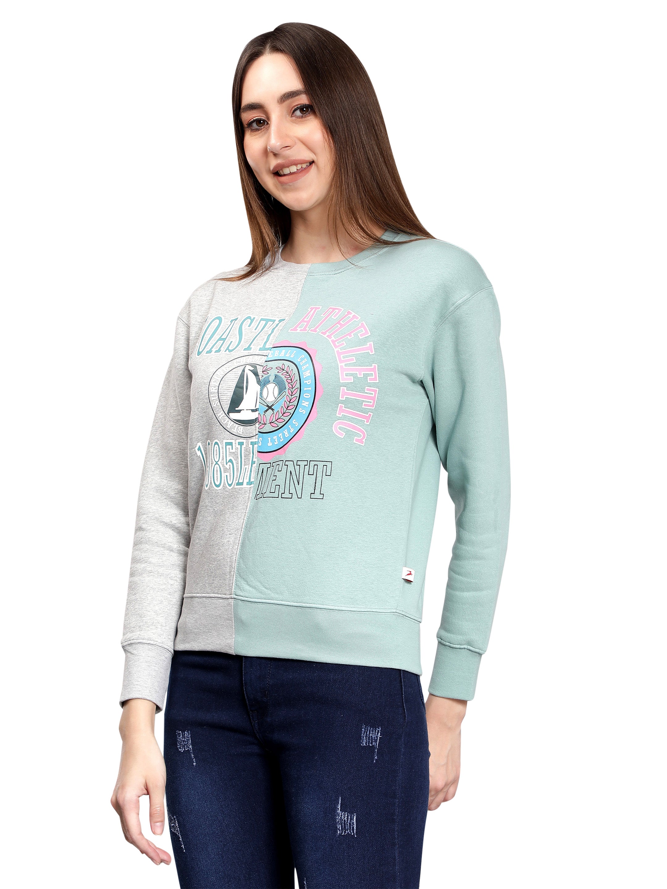 Mint Full Sleeves Sweatshirt for Women