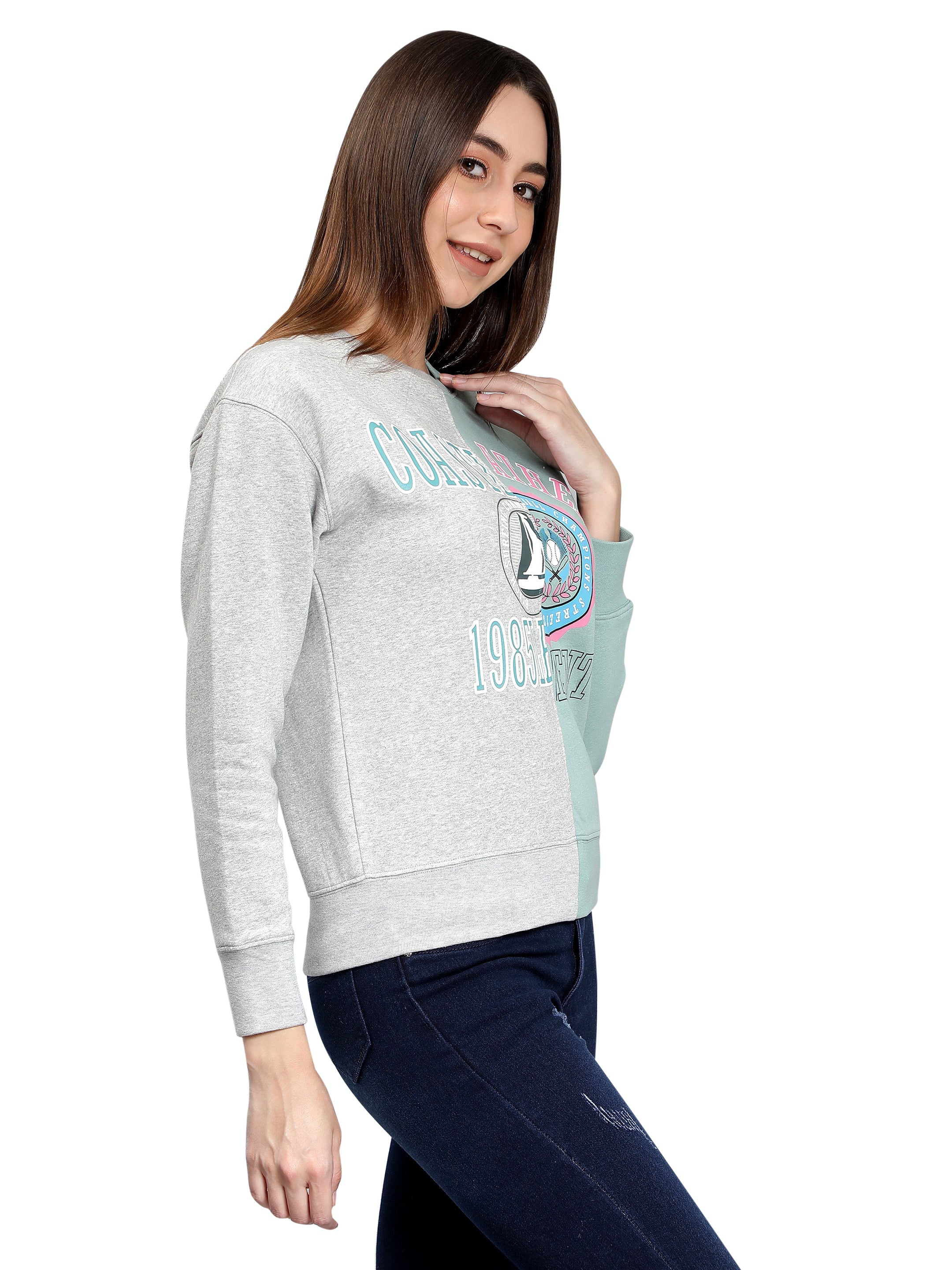 Mint Full Sleeves Sweatshirt for Women