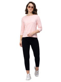 Peach 3/4 Sleeves T-Shirt for Women