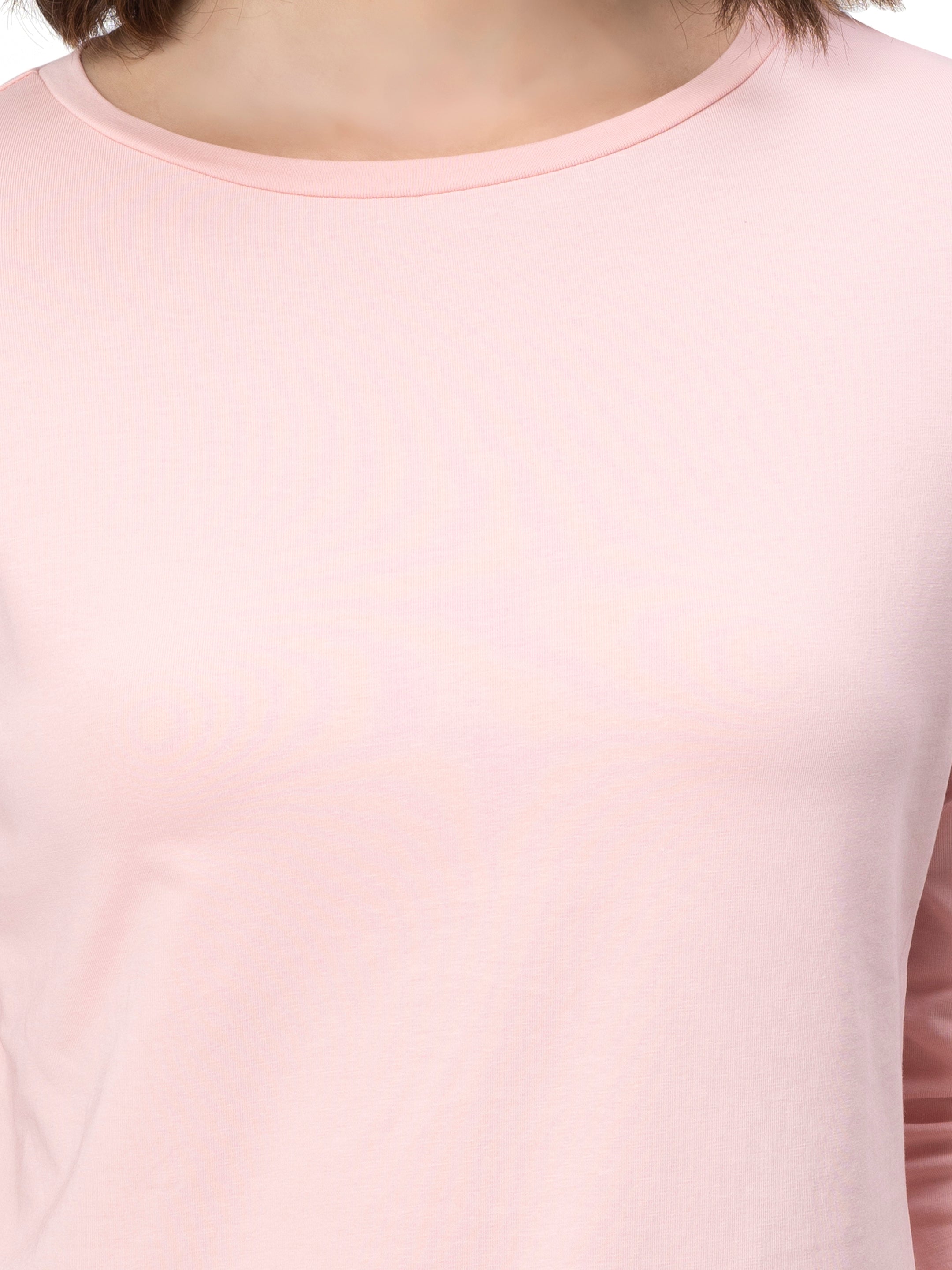 Peach 3/4 Sleeves T-Shirt for Women