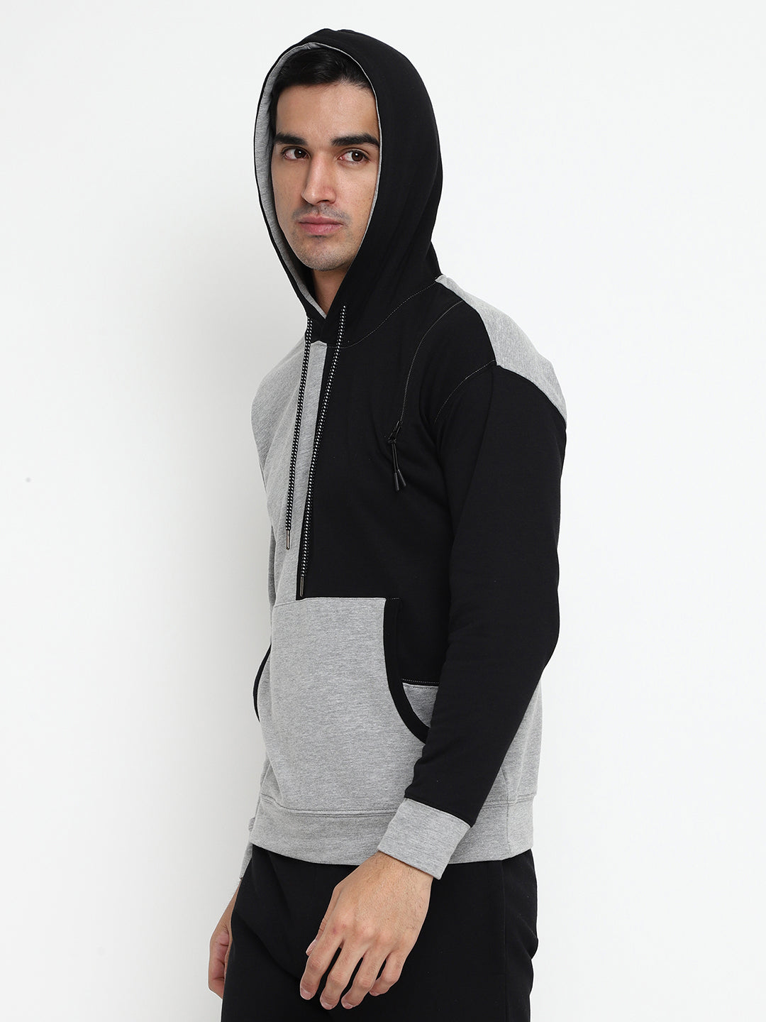 Men Color Black Hoodie