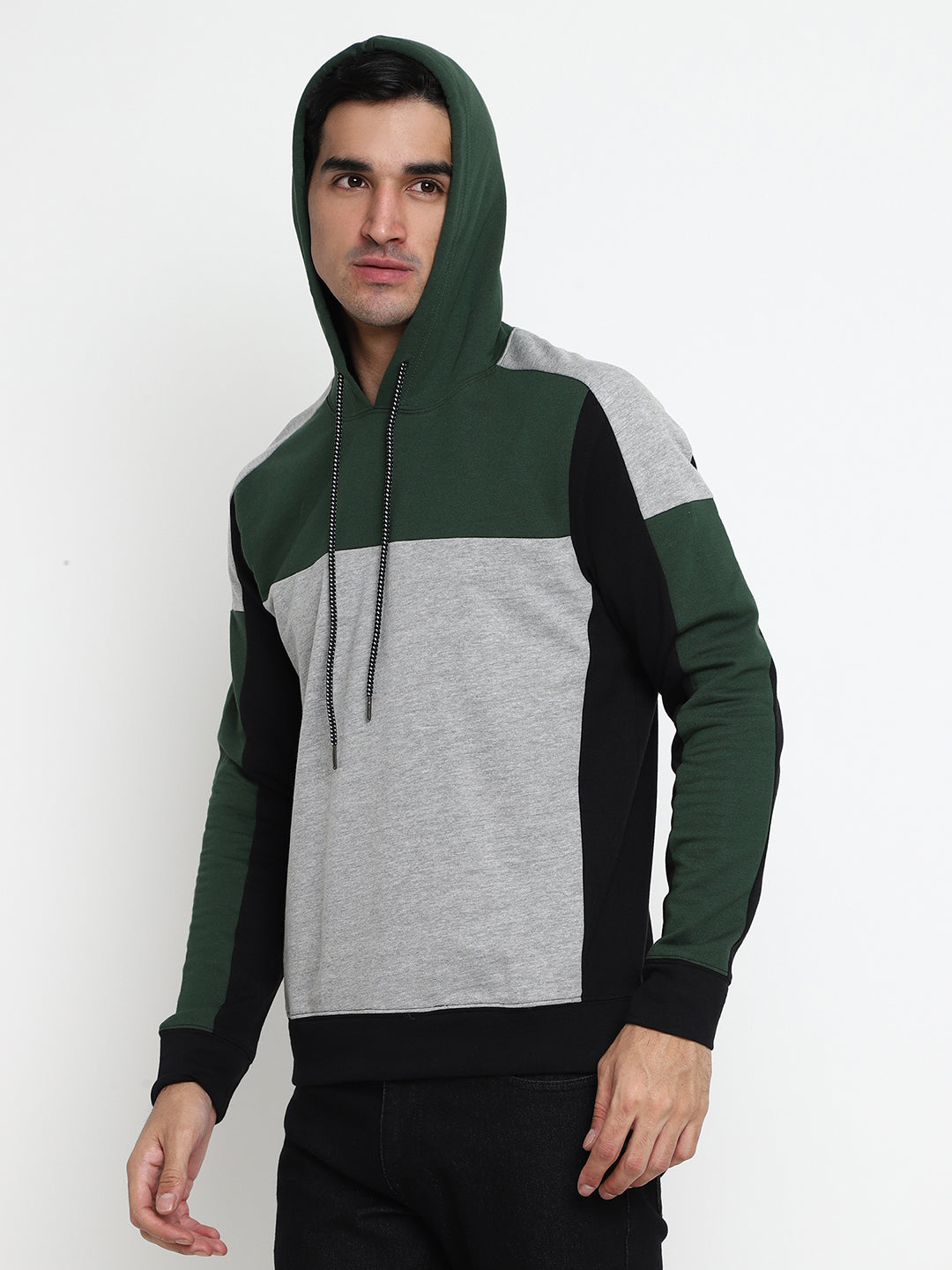 Men Color Black Hoodie