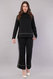 Black Round Neck Top & Trouser Co-Ords Set for Women