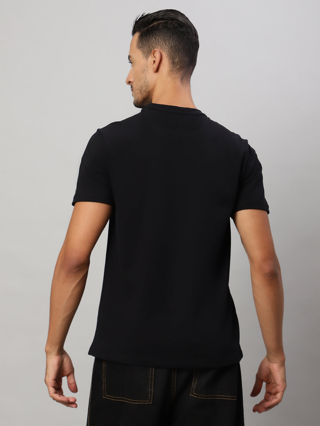 Mens Basic Round Neck Printed T Shirt