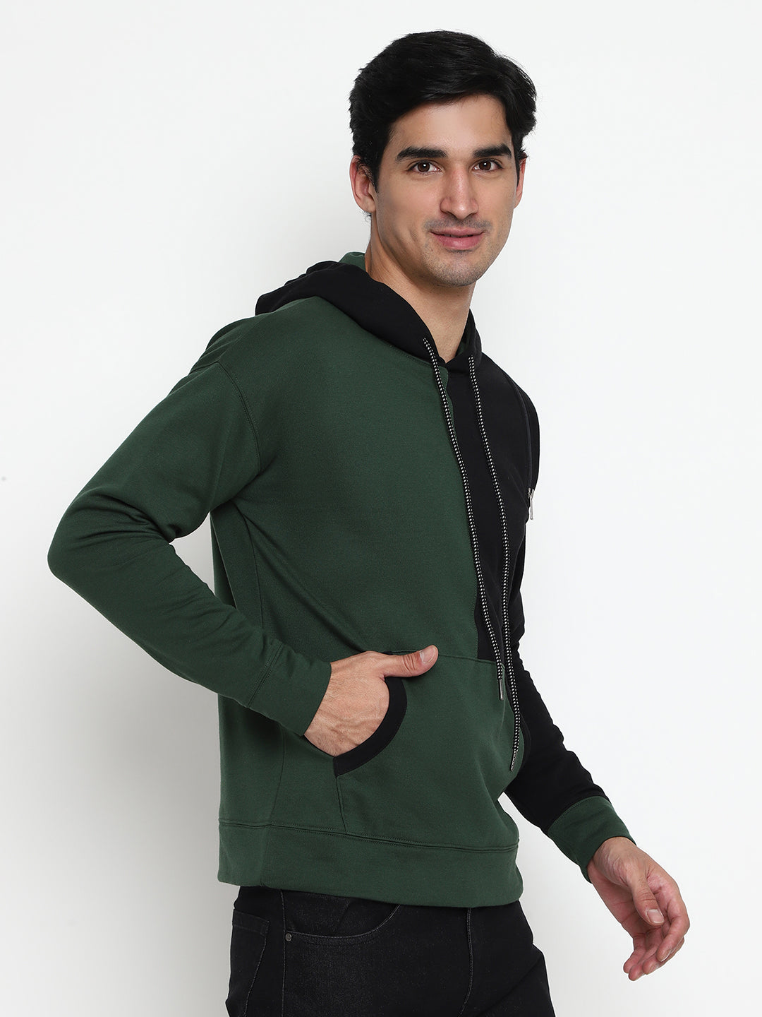 Men Color Black Hoodie