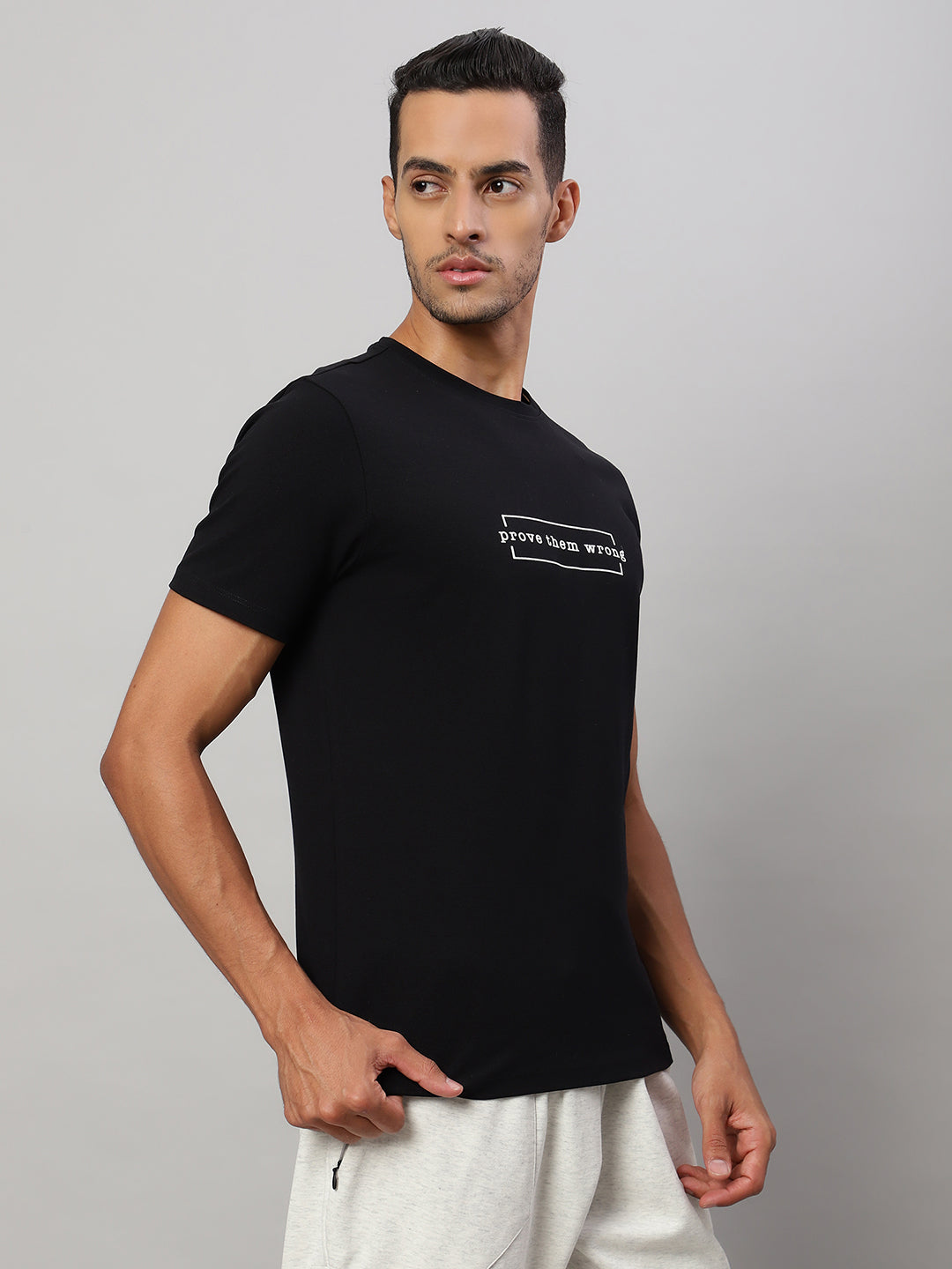 Mens Basic Round Neck Printed T Shirt