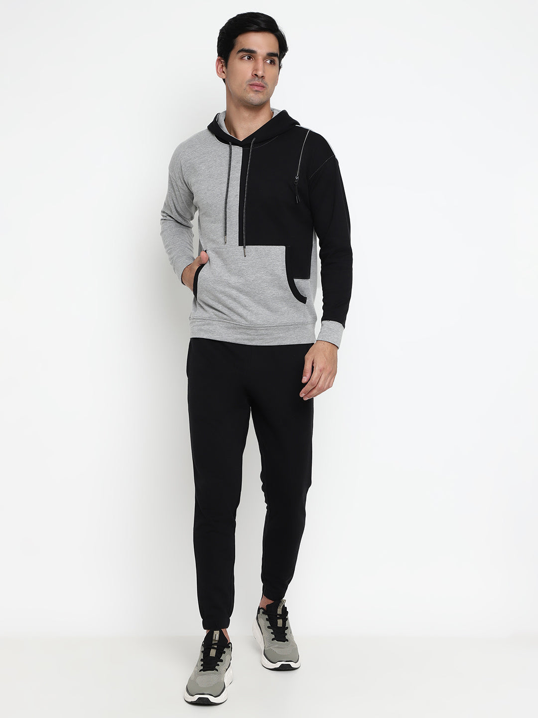 Men Color Black Hoodie