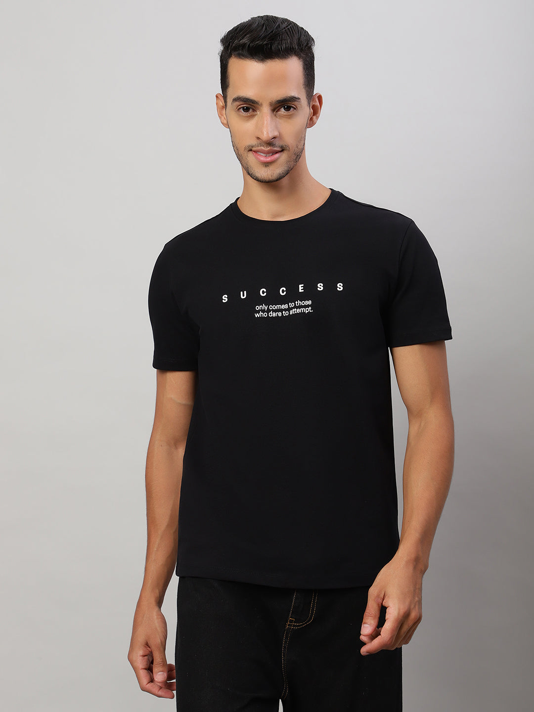 Mens Basic Round Neck Printed T Shirt