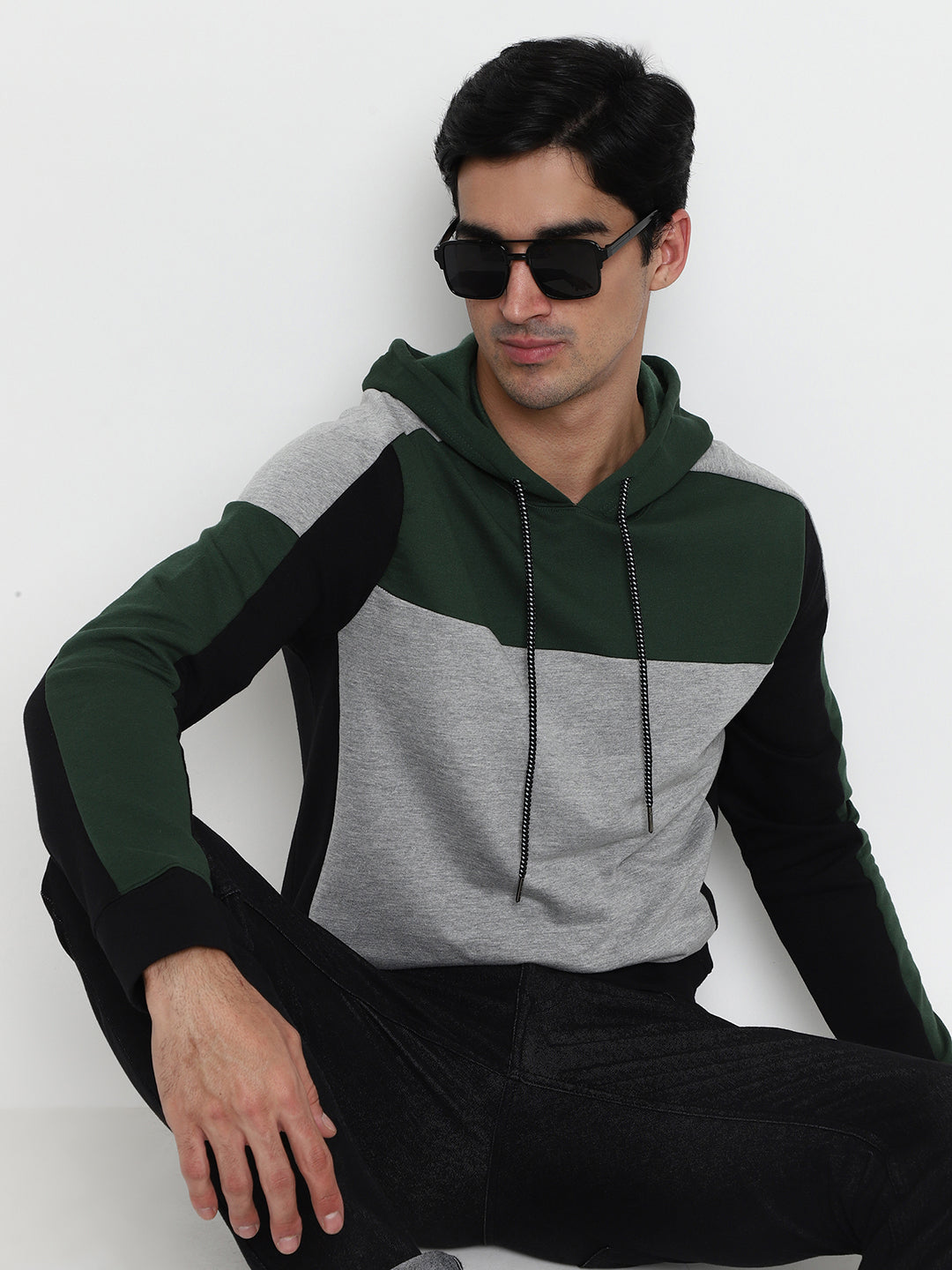 Men Color Black Hoodie