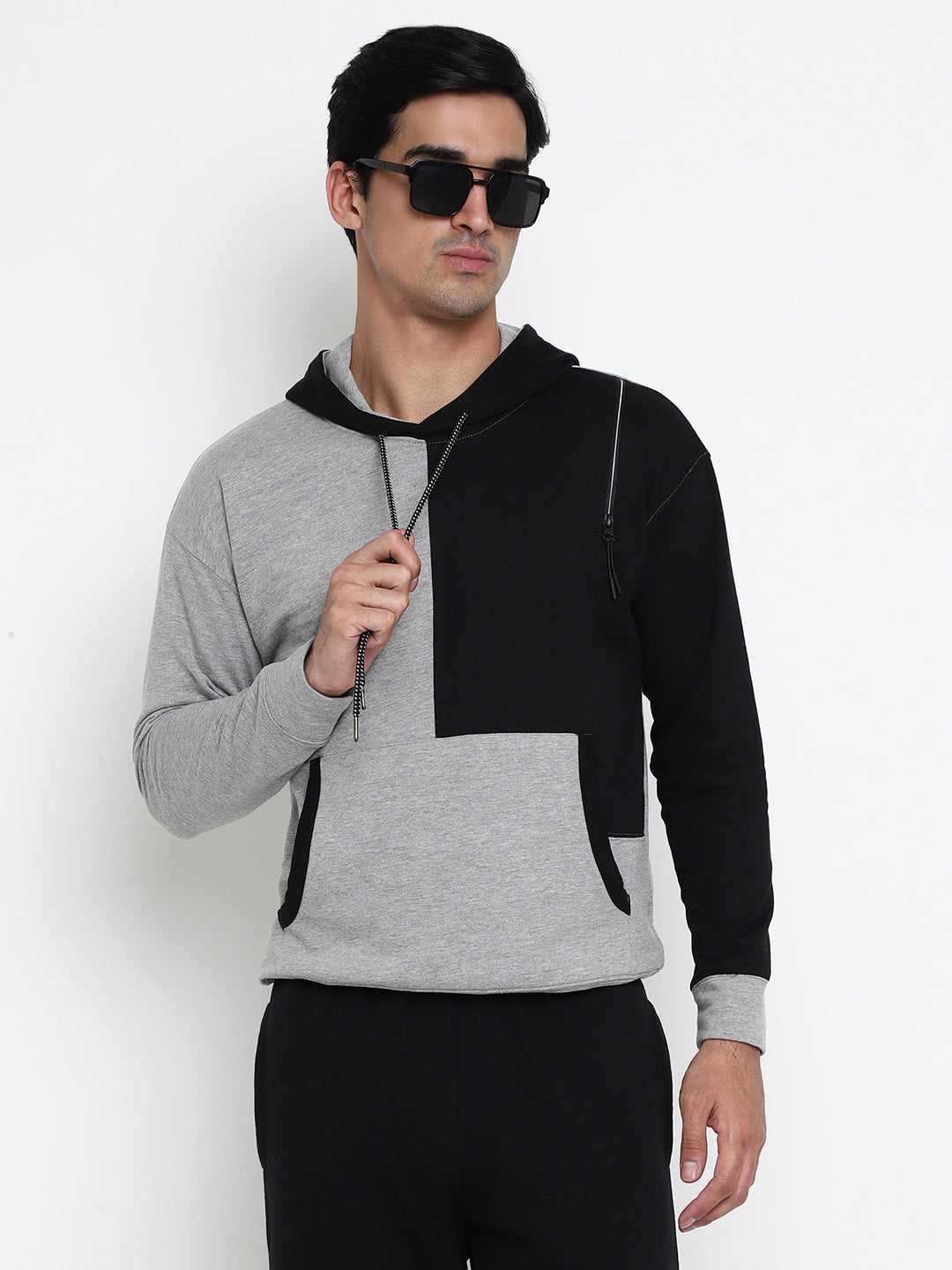 Men Color Black Hoodie