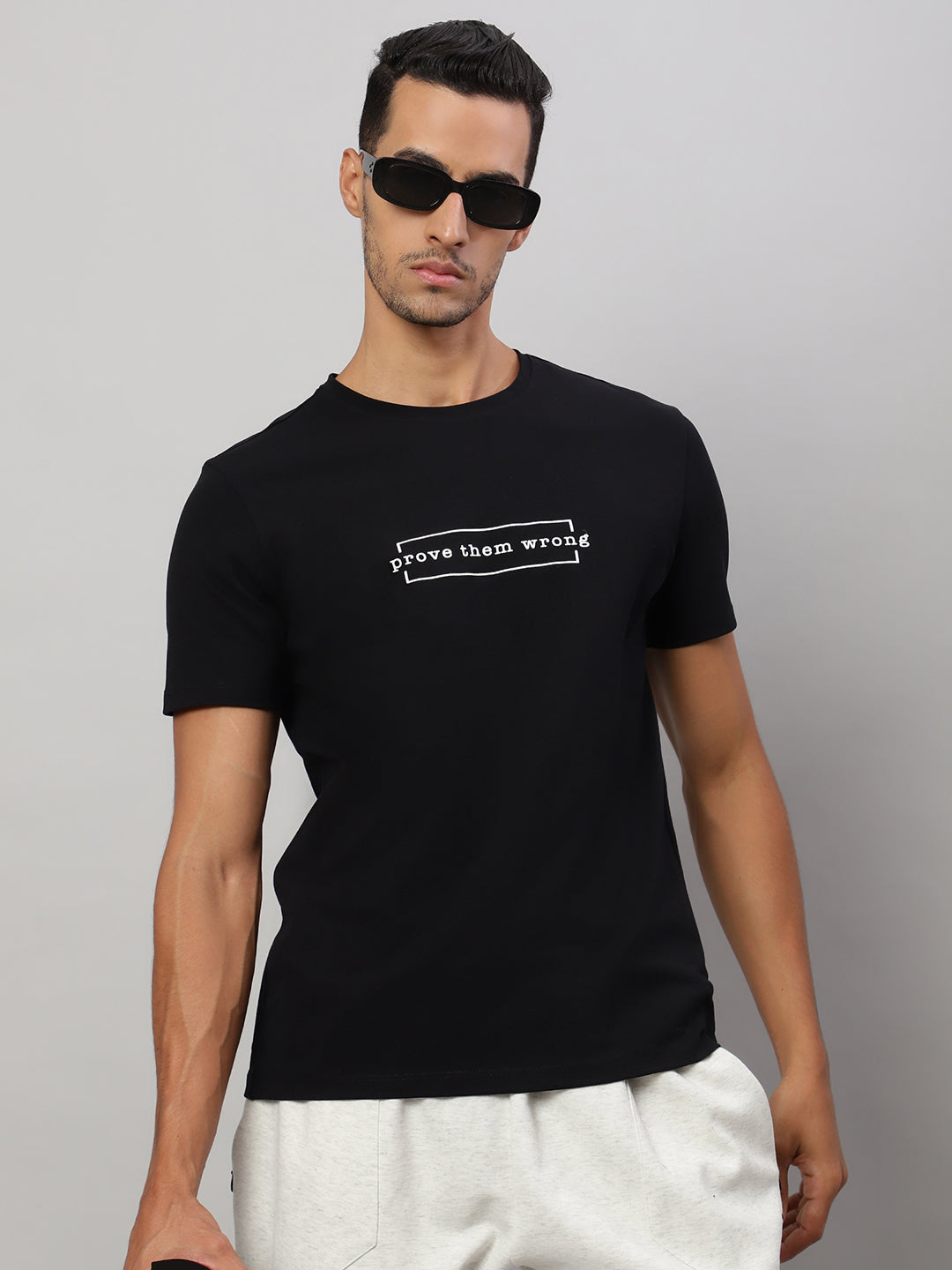 Mens Basic Round Neck Printed T Shirt