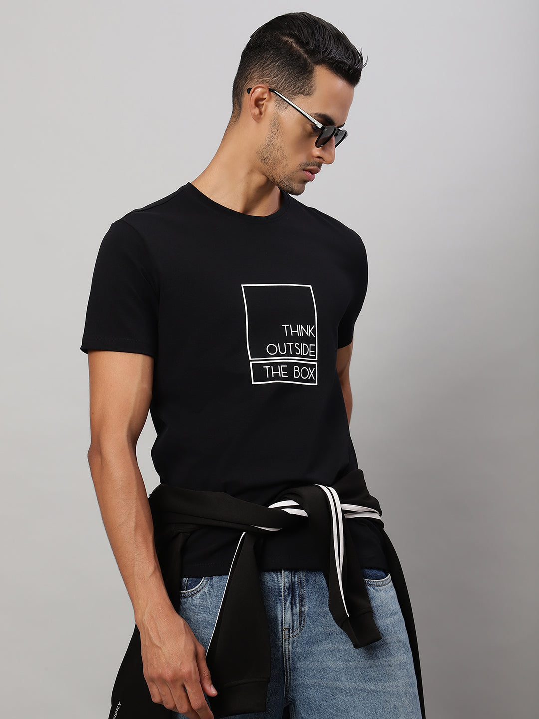 Mens Basic Round Neck Printed T Shirt