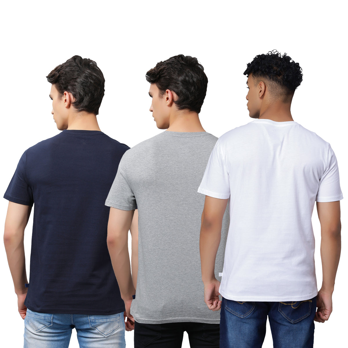 Mens Basic Round Neck Solid T Shirt (Tri-Pack) with Cycling Bag Pack