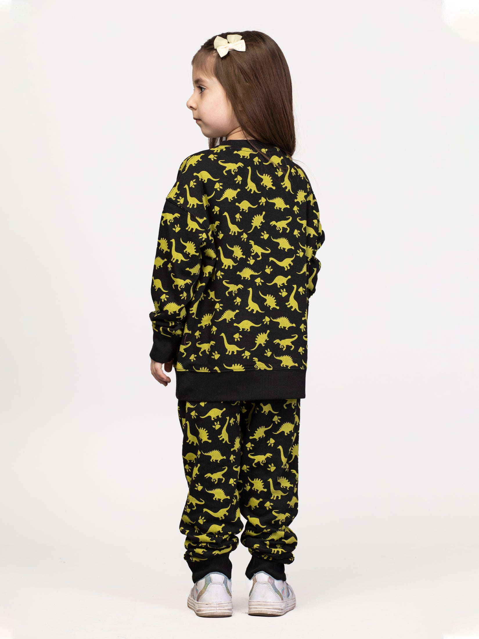 Nimble Printed Yellow & Black Sweatshirt & Joggers For Girls| Set Of 1 | Cotton Polyester