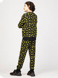 Nimble Printed Black & Yellow Sweatshirt & Joggers For Boys|Set Of 1 | Cotton Polyester