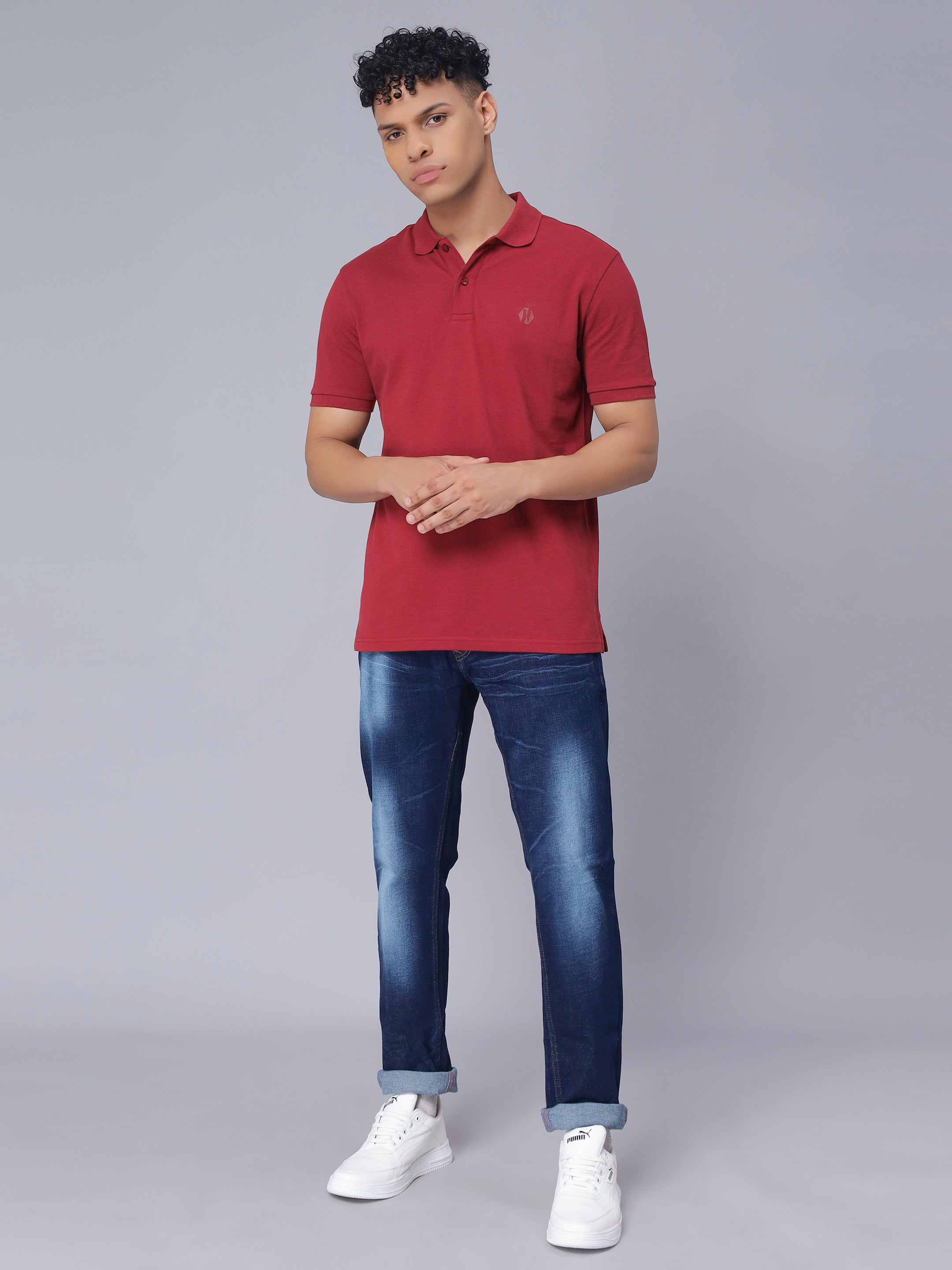 Nimble PURPLE Label Regular Polo T-shirt with Antibacterial Finish for Men