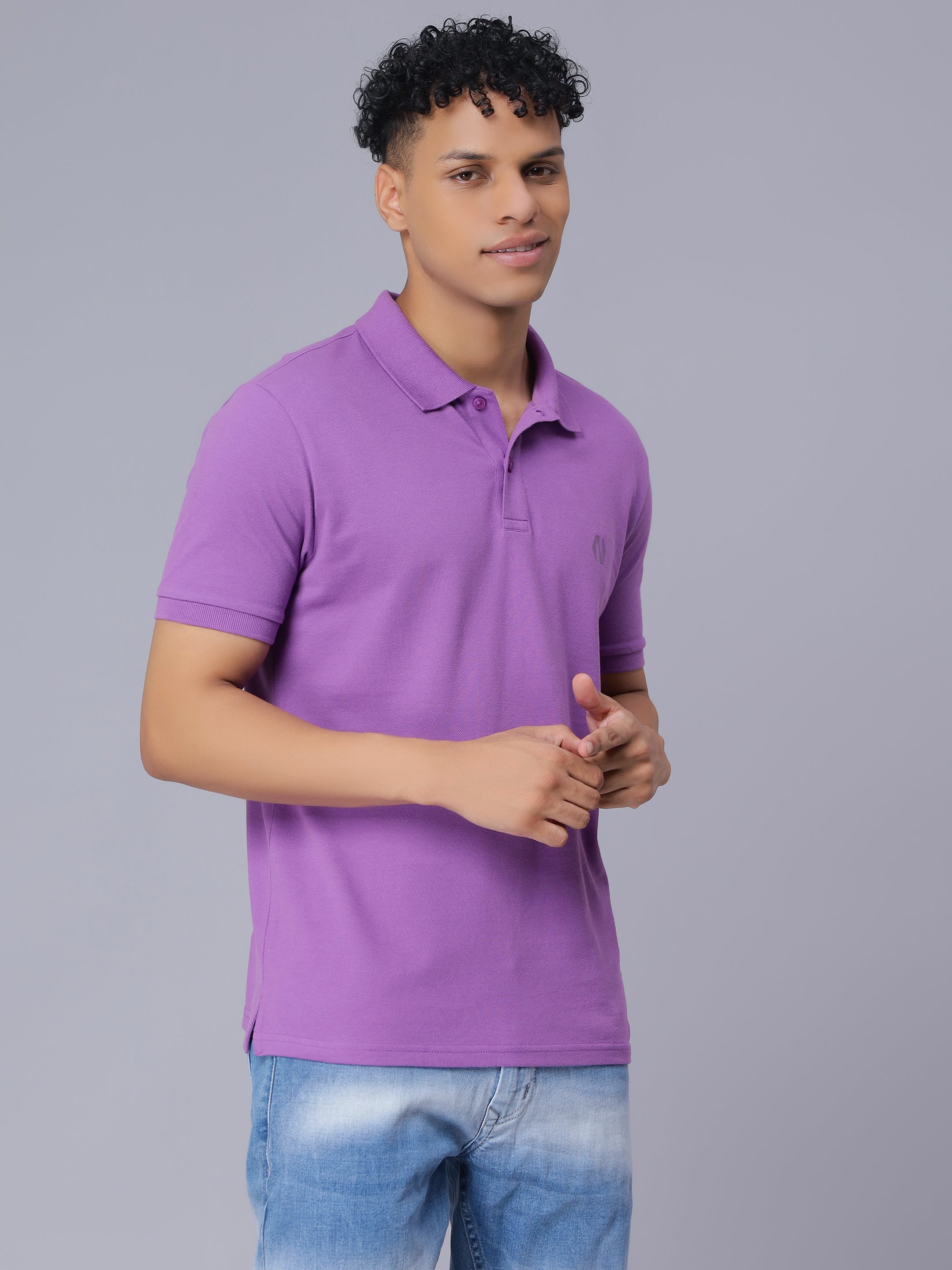 Nimble PURPLE Label Regular Polo T-shirt with Antibacterial Finish for Men