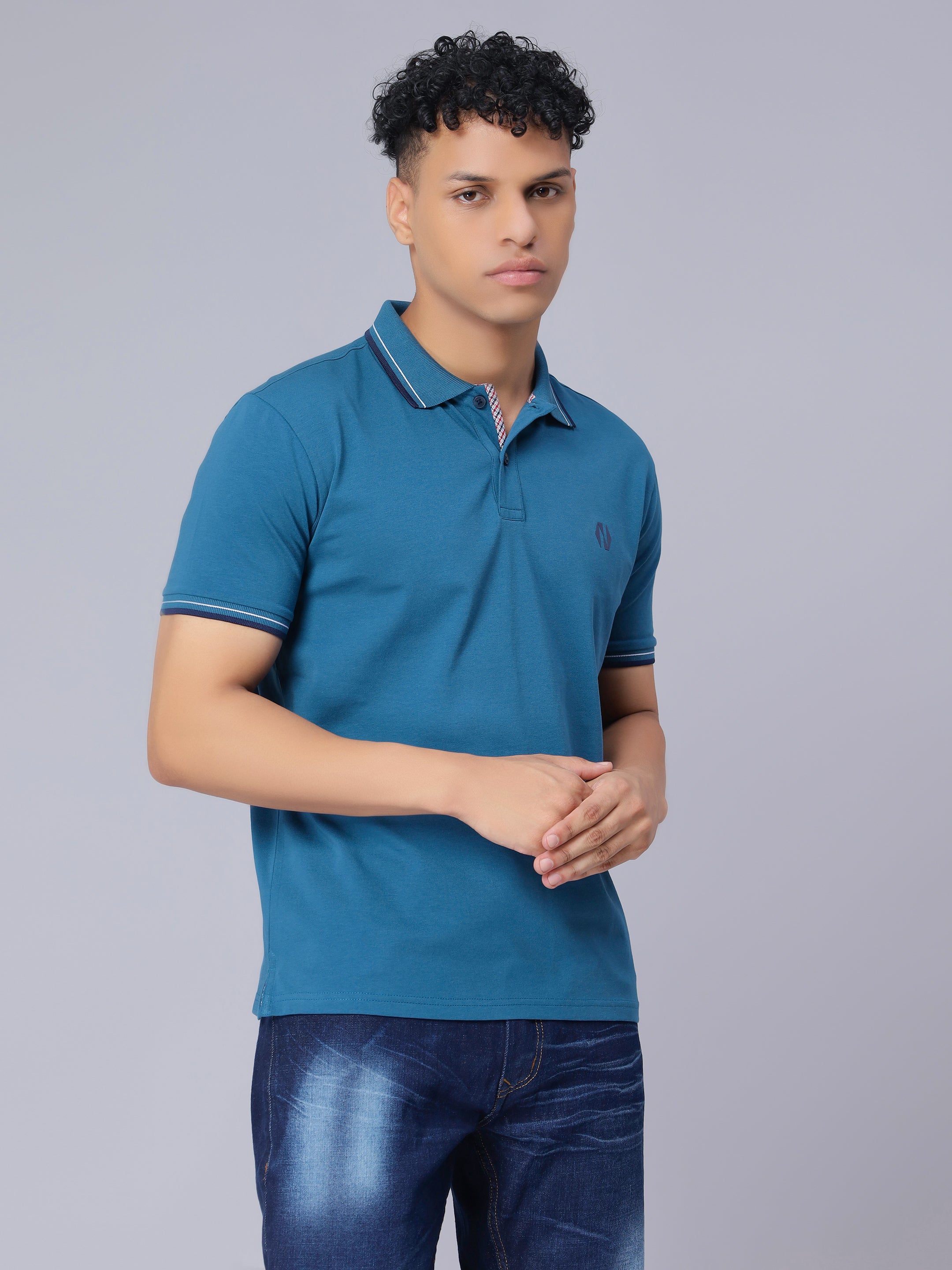 Nimble PURPLE Label Cotton Stretch Regular Polo T-shirt for Men