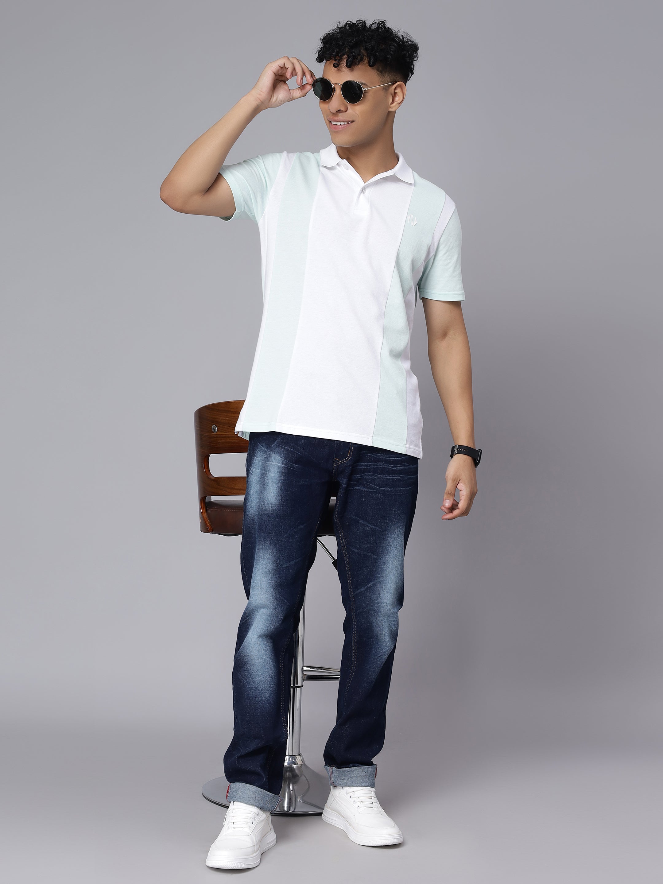 Regular Parallel Colour Blocked Polo T-shirt for Men