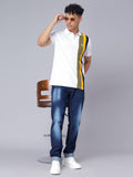 Regular One Sided Colour Blocked Polo T-shirt for Men