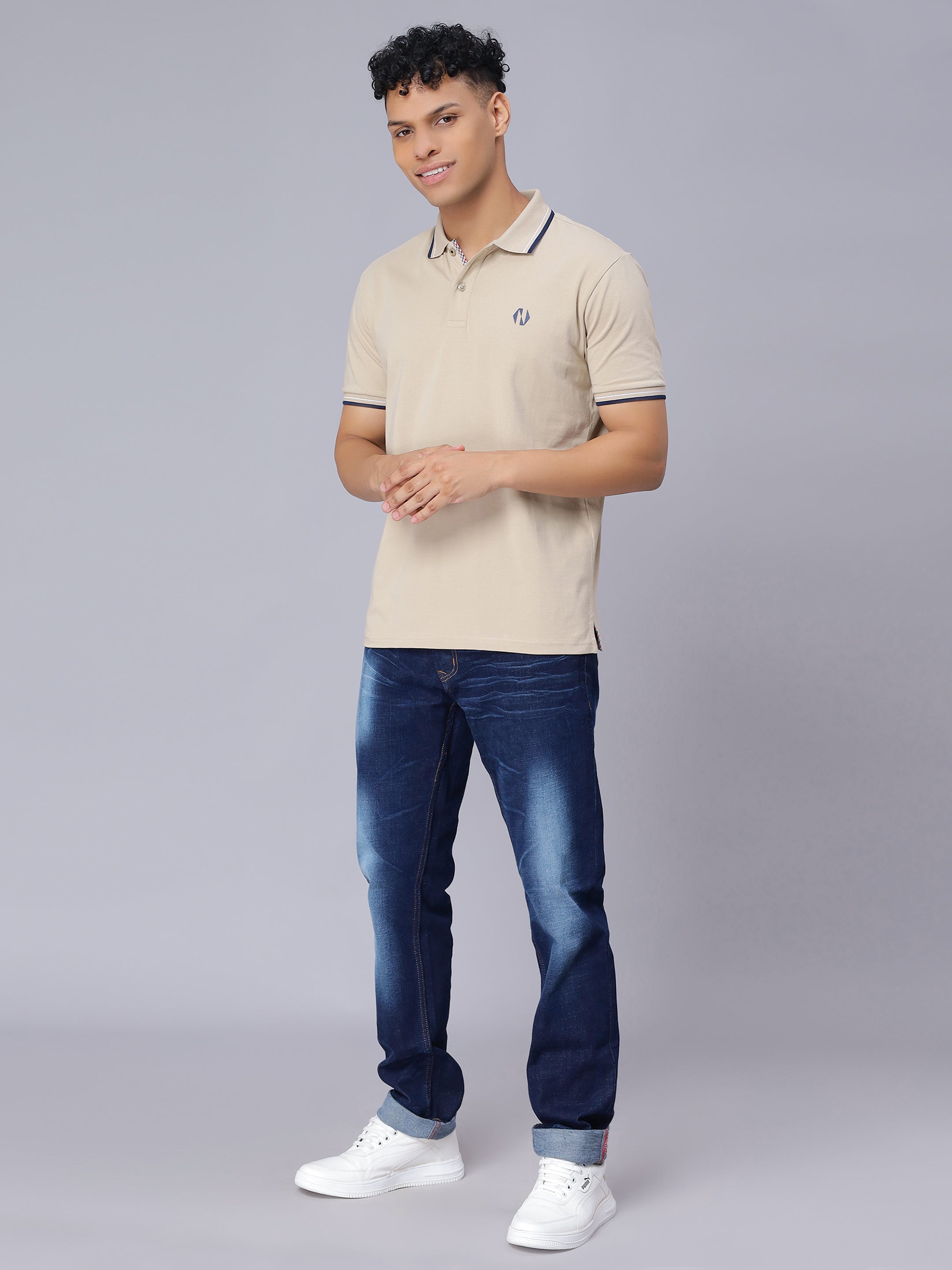 Nimble PURPLE Label Cotton Stretch Regular Polo T-shirt for Men