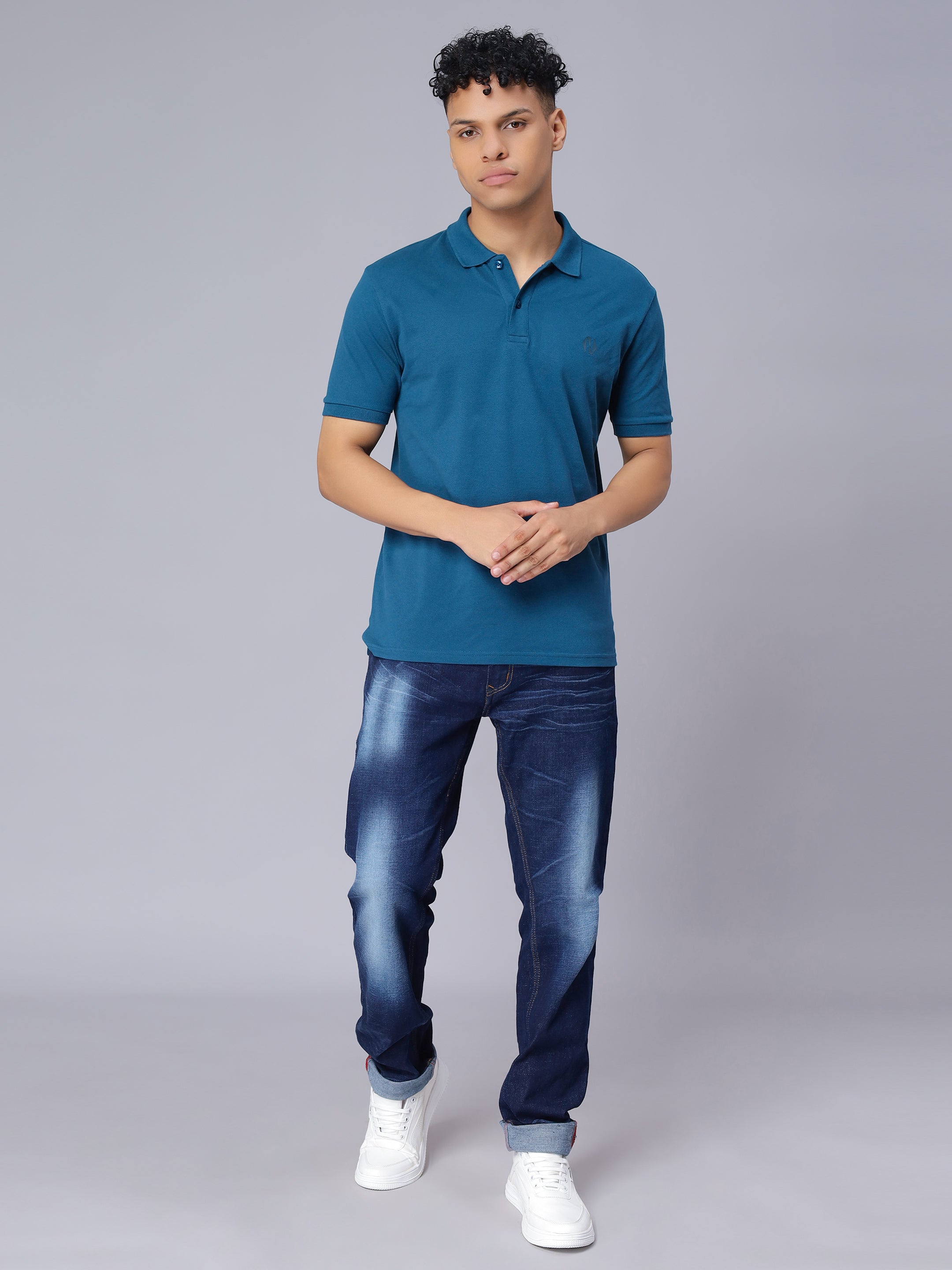 Nimble PURPLE Label Regular Polo T-shirt with Antibacterial Finish for Men