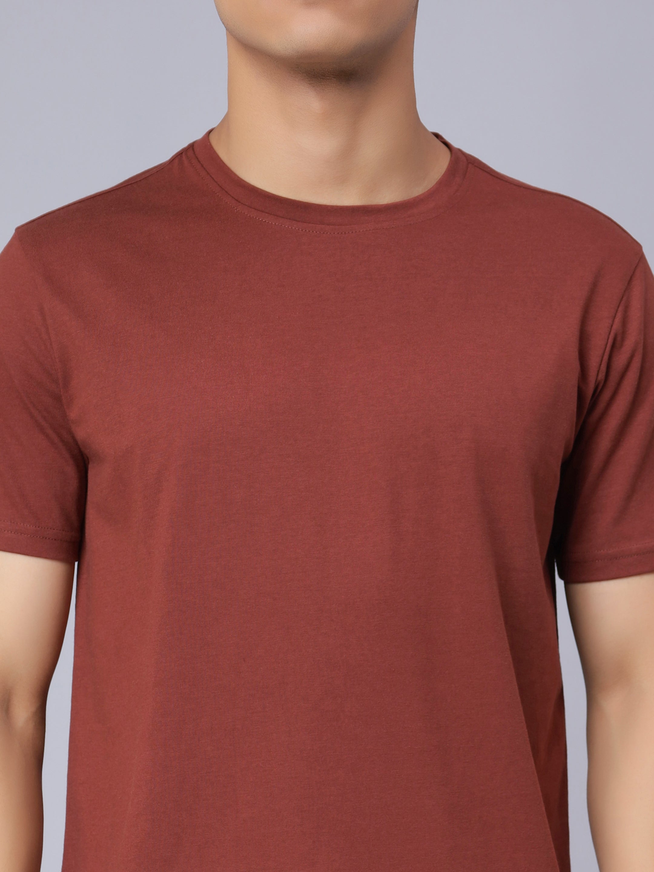 Mens Basic Round Neck Solid T Shirt