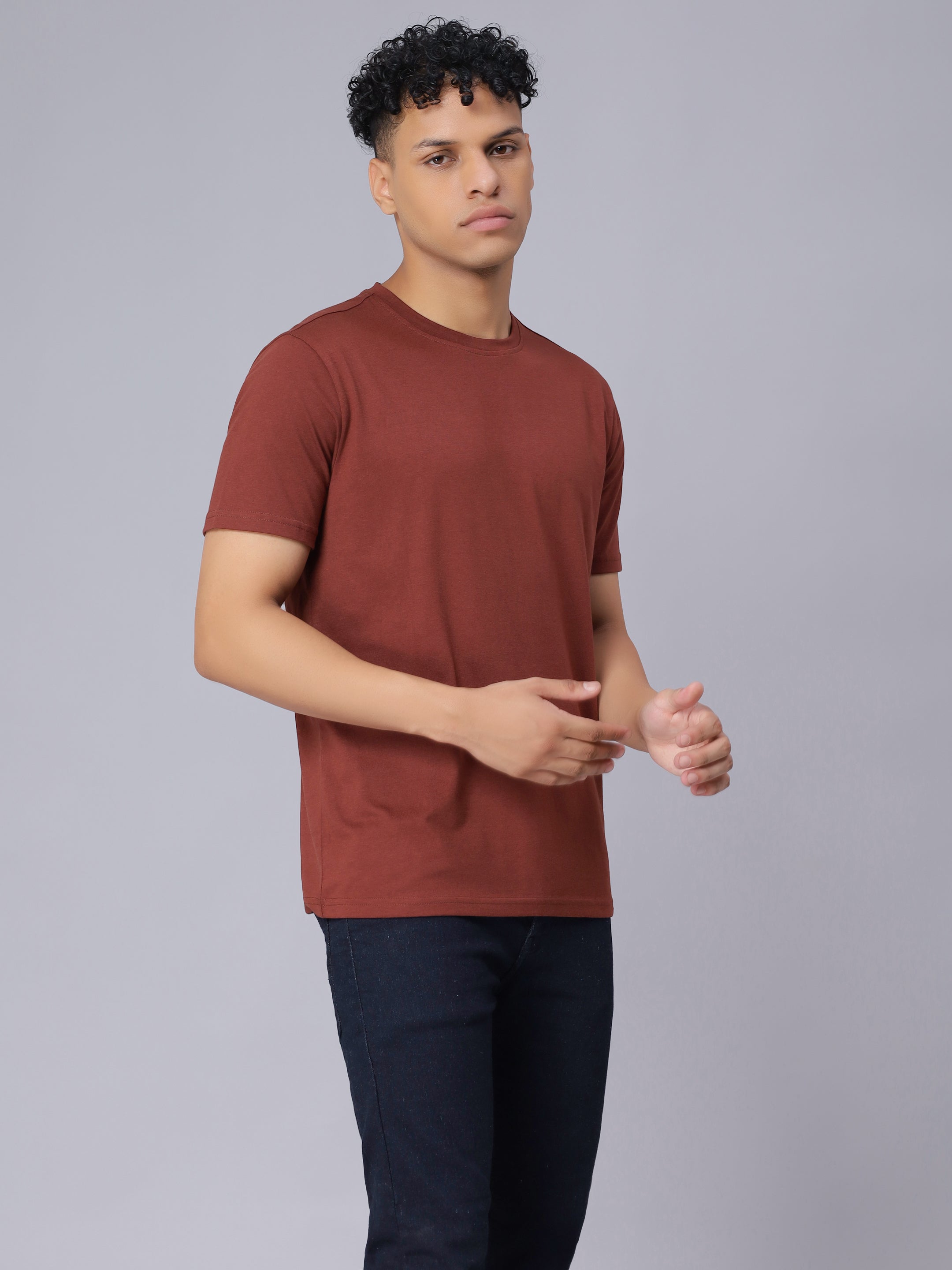 Mens Basic Round Neck Solid T Shirt