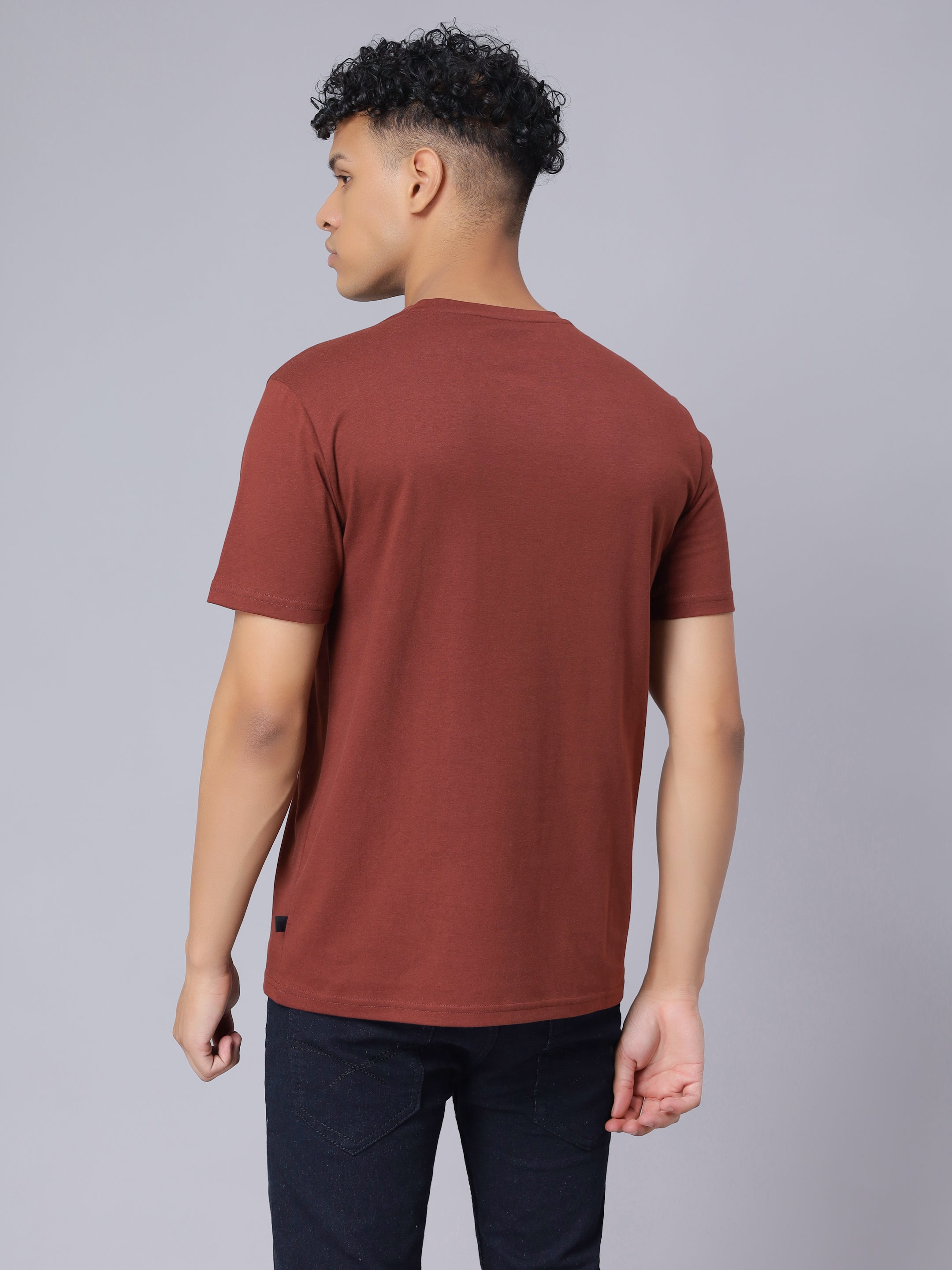 Mens Basic Round Neck Solid T Shirt