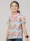 Cotton Printed Short Sleeve Polo T-Shirt for Girls