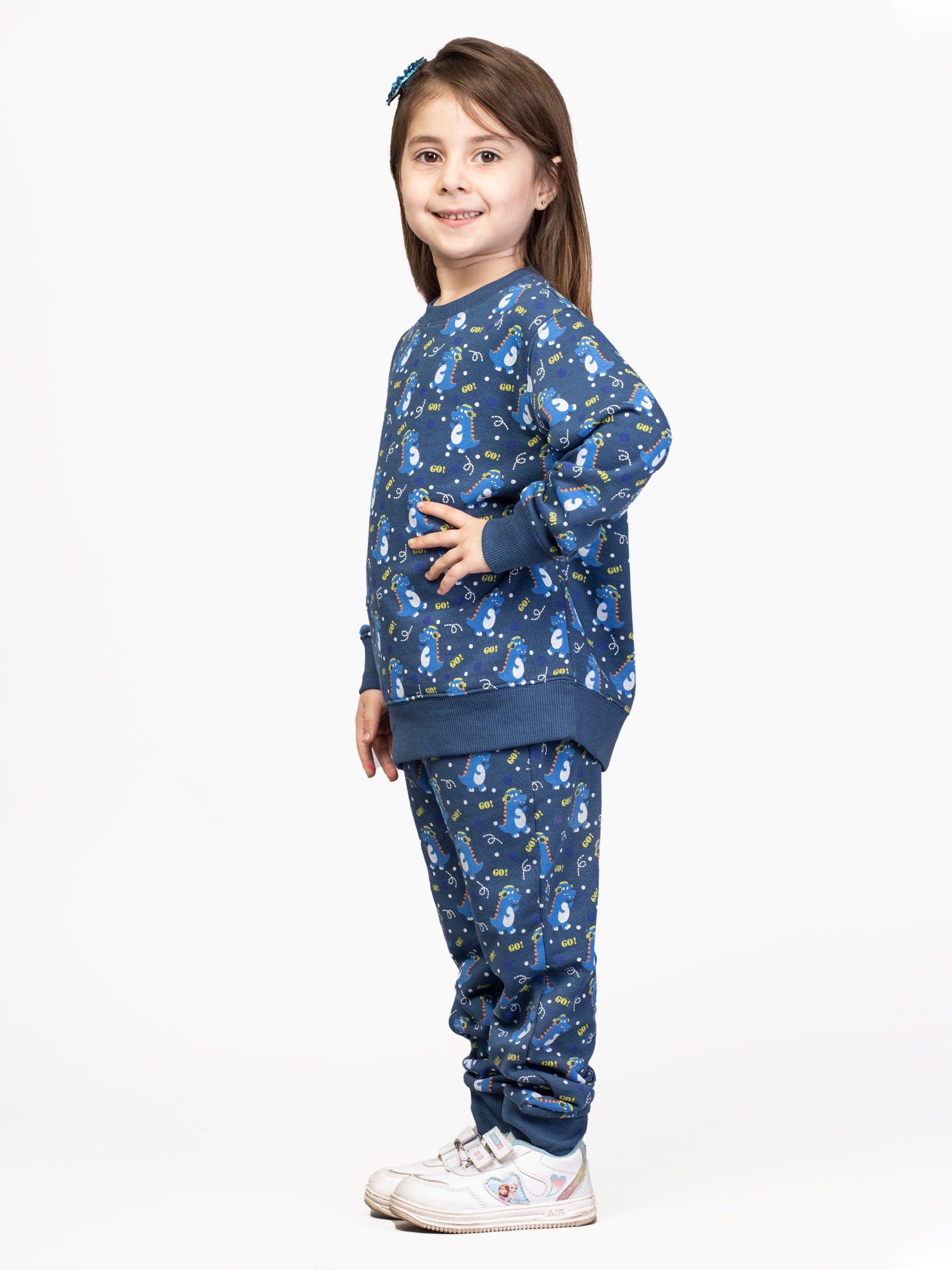 Nimble Printed Blue Sweatshirt & Joggers For Girls| Set Of 1 | Cotton Polyester