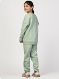 Sea Green Solid Sweatshirt with Joggers For Girls Set ( 9-16 Yr )