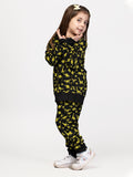 Nimble Printed Yellow & Black Sweatshirt & Joggers For Girls| Set Of 1 | Cotton Polyester