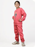 Pink Solid Sweatshirt and Joggers For Girls Set