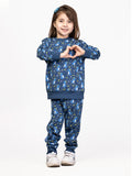 Nimble Printed Blue Sweatshirt & Joggers For Girls| Set Of 1 | Cotton Polyester