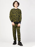 Nimble Printed Black & Yellow Sweatshirt & Joggers For Boys|Set Of 1 | Cotton Polyester