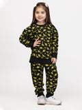 Nimble Printed Yellow & Black Sweatshirt & Joggers For Girls| Set Of 1 | Cotton Polyester