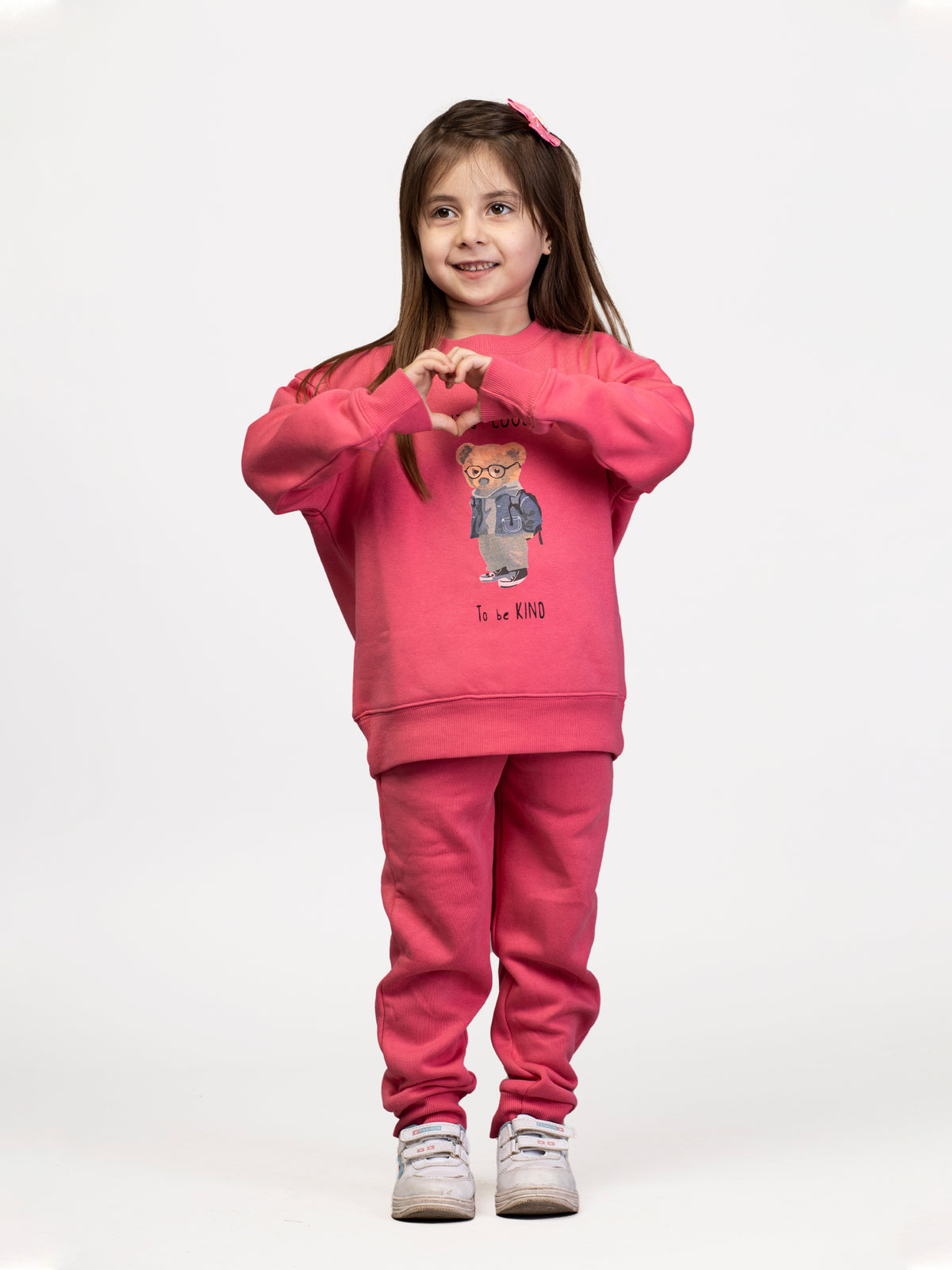 Nimble Red Solid Graphic Sweatshirt & Joggers For Girls| Set Of 1 | Cotton Polyester