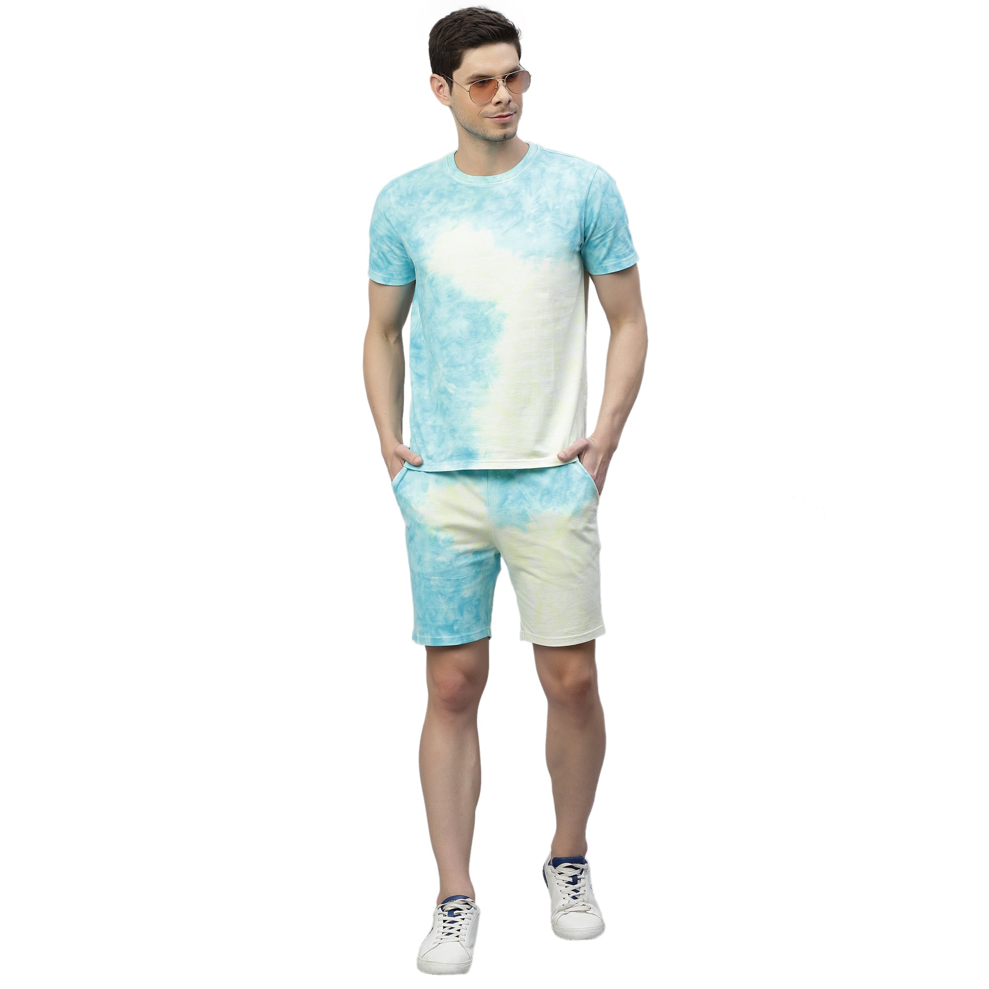 Mens Sea Blue Tie n Dye Shorts