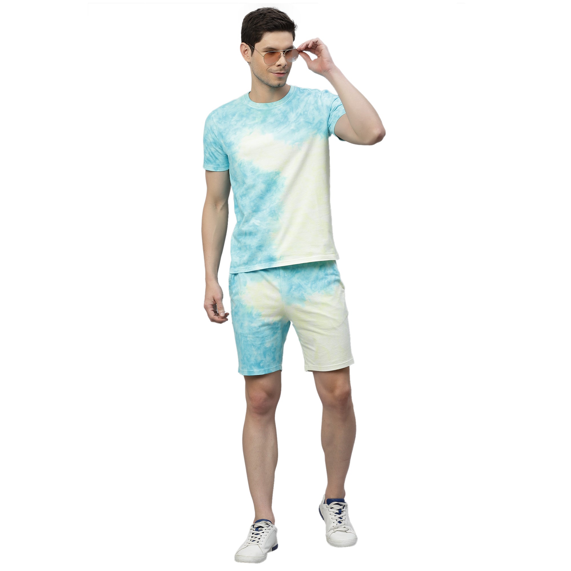 Mens Sea Blue Tie n Dye Shorts