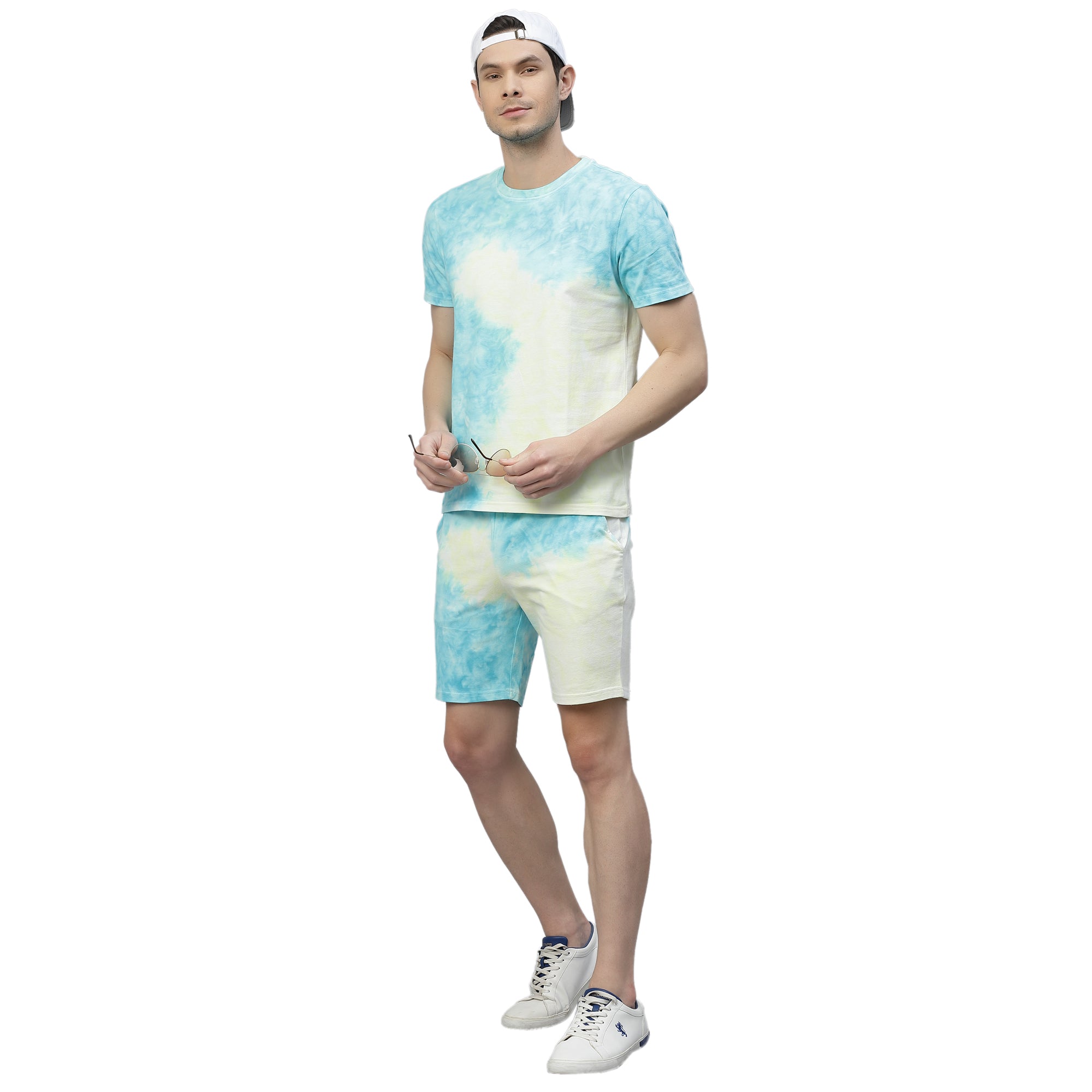 Mens Sea Blue Tie n Dye Shorts