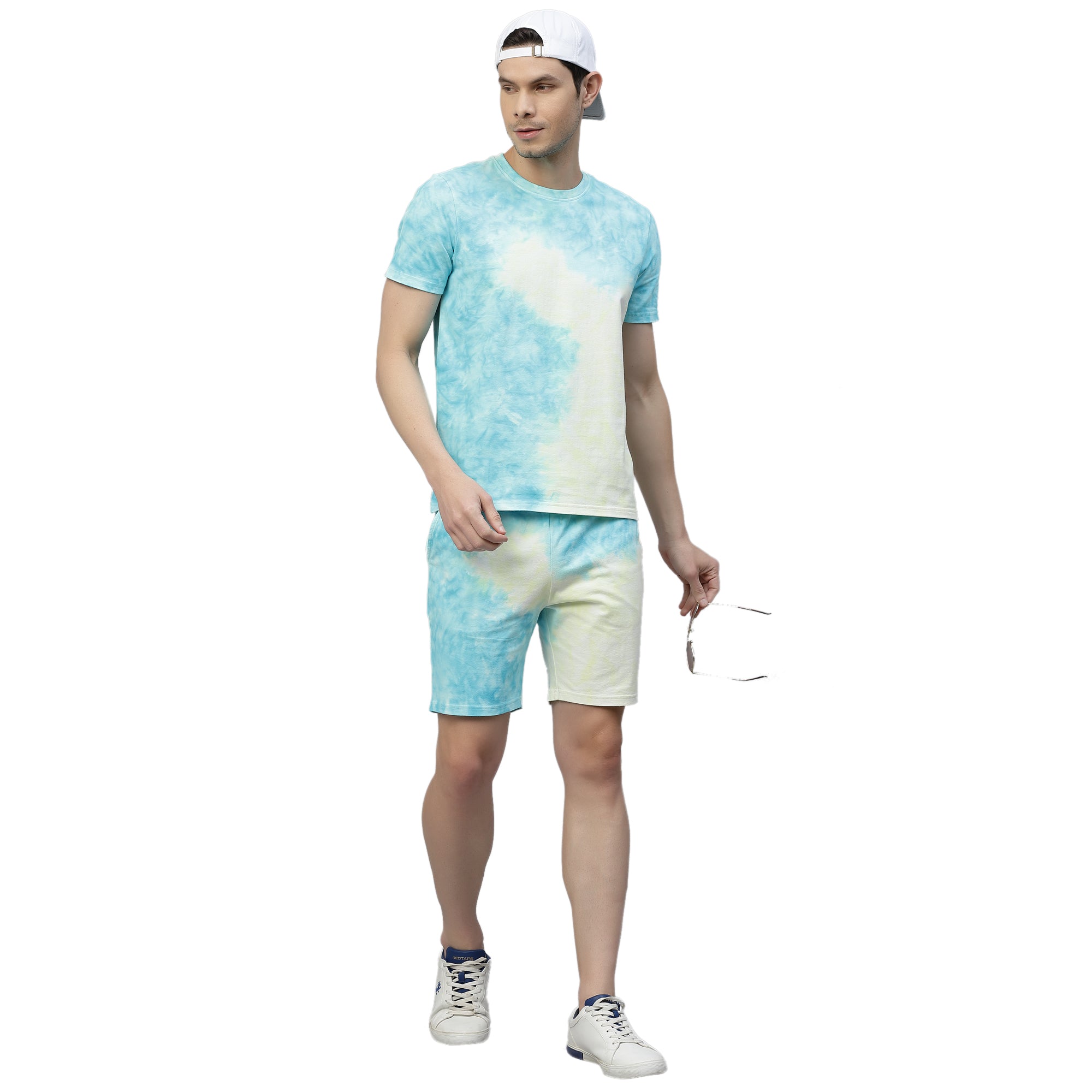 Mens Sea Blue Tie n Dye Shorts