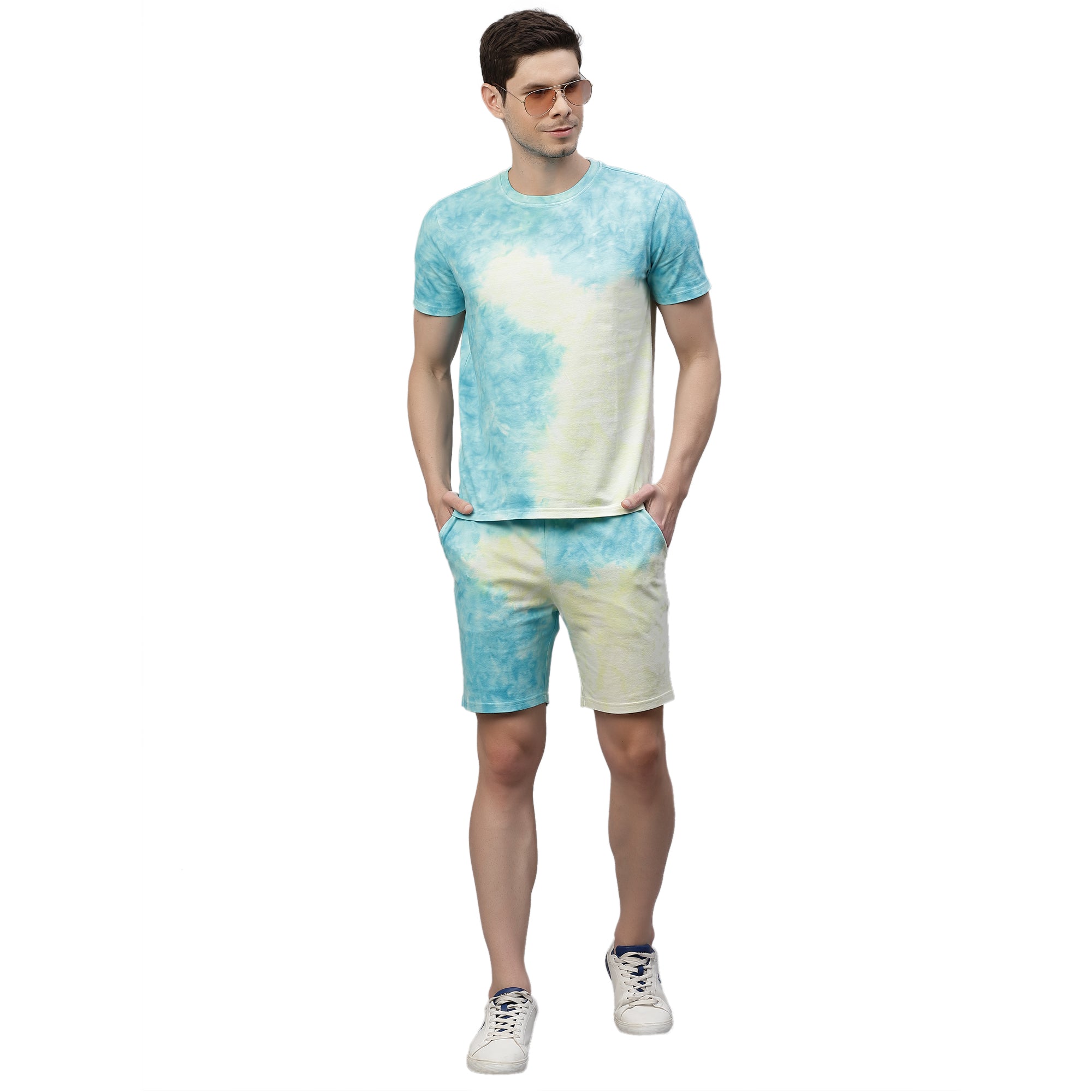 Mens Light Blue Tie n Dye Co-ords