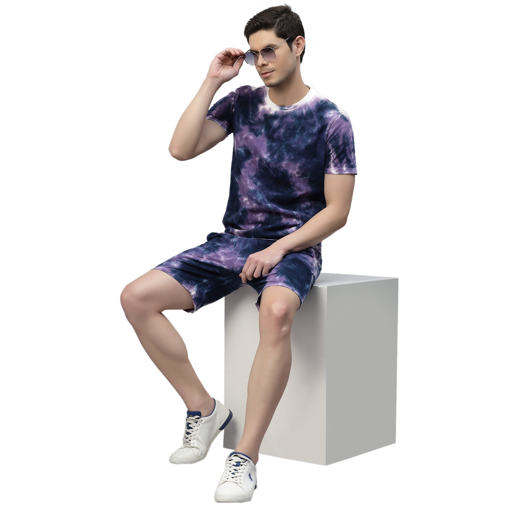 Mens Navy Tie n Dye Shorts