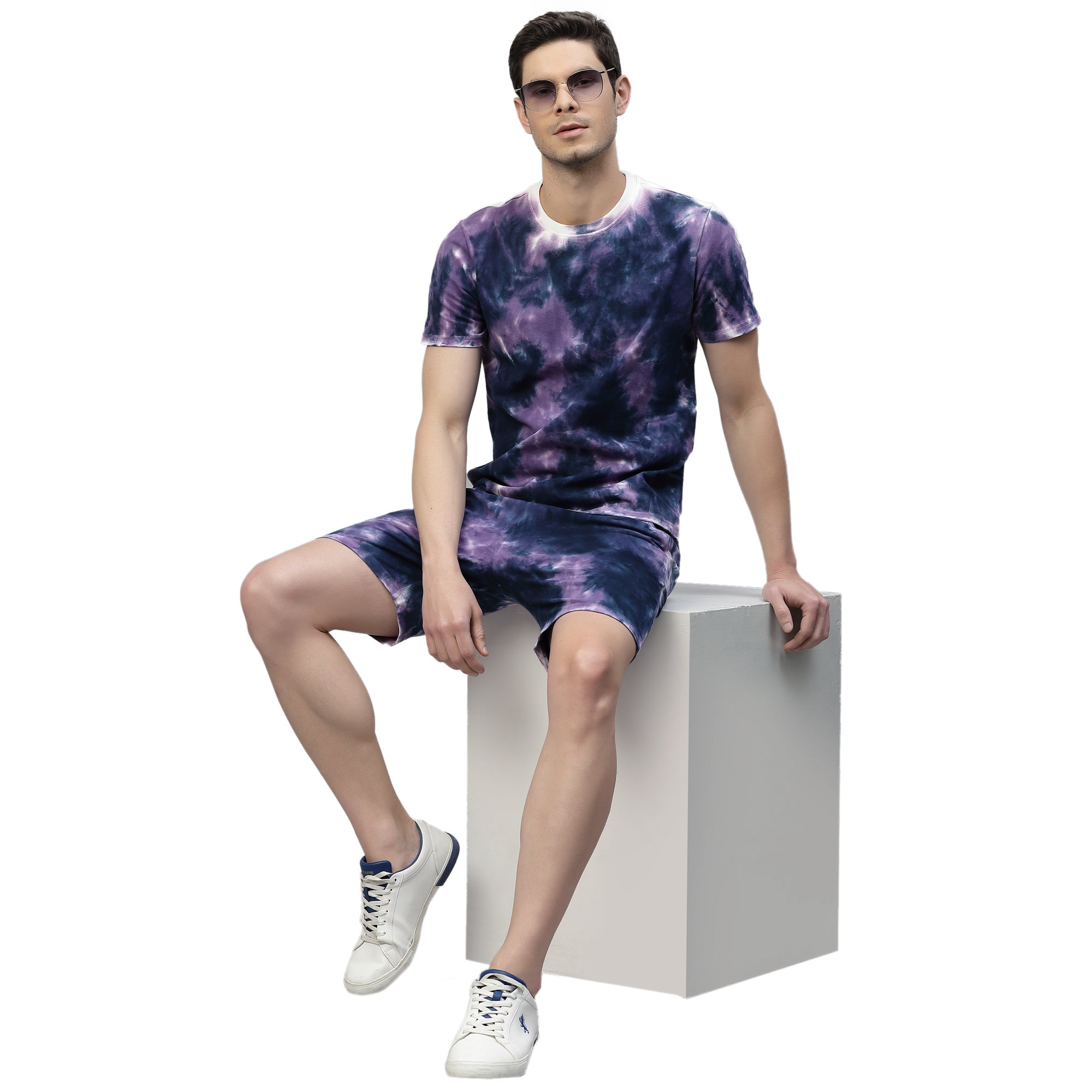 Mens Navy Tie n Dye Shorts