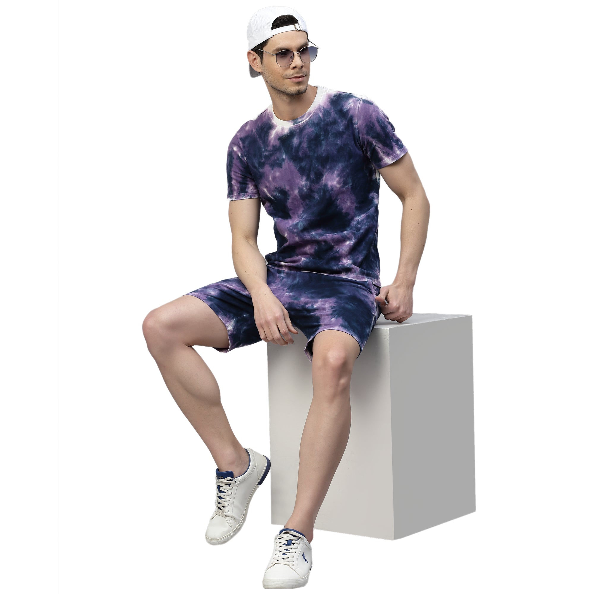 Mens Navy Tie n Dye Shorts