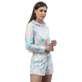 Womens Crumple Tie n Dye Short Co-ords with Hoodie