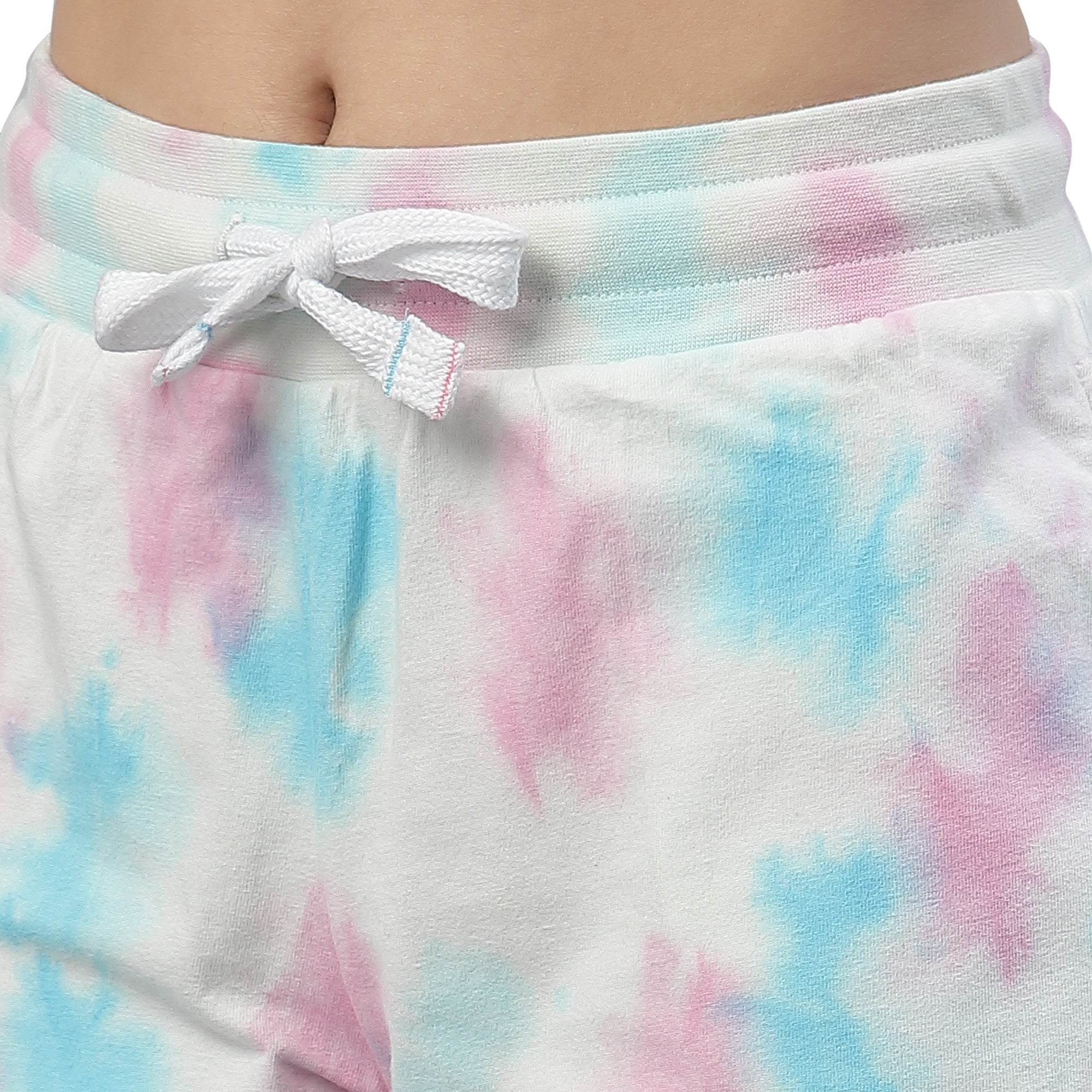 Womens Crumple Tie n Dye Short Co-ords with Hoodie