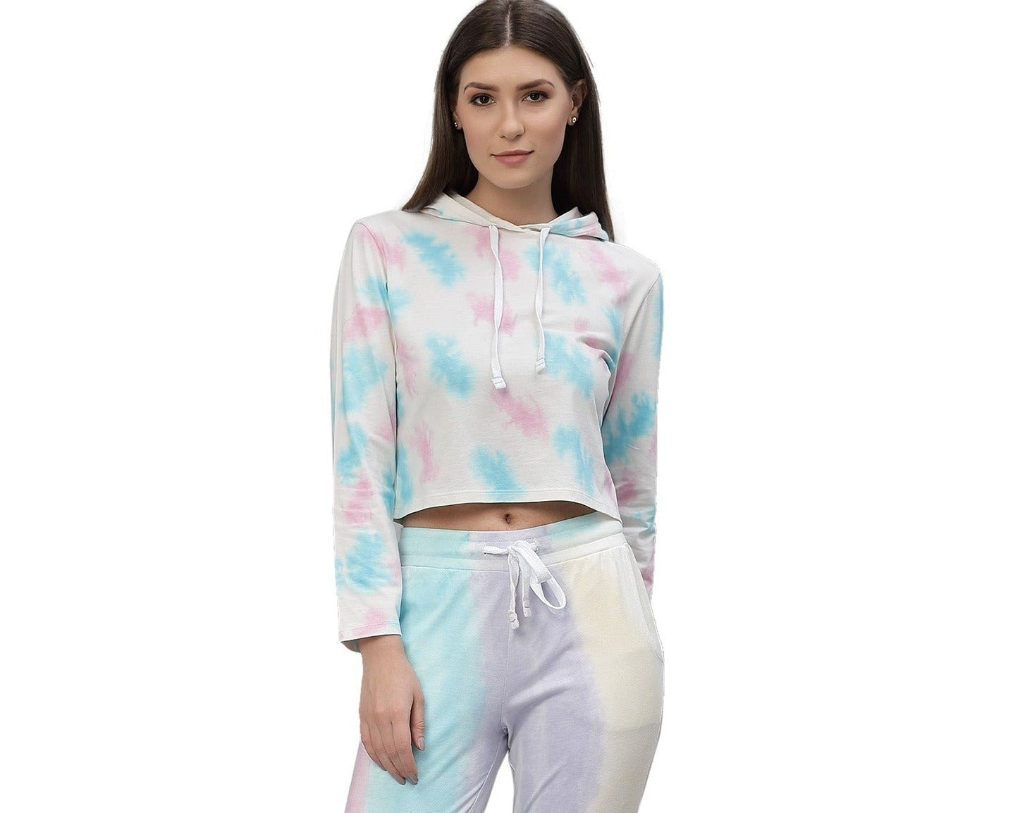 Multicolor Crumple and Stripe Tie n Dye Co-ords with Hoodie and Joggers