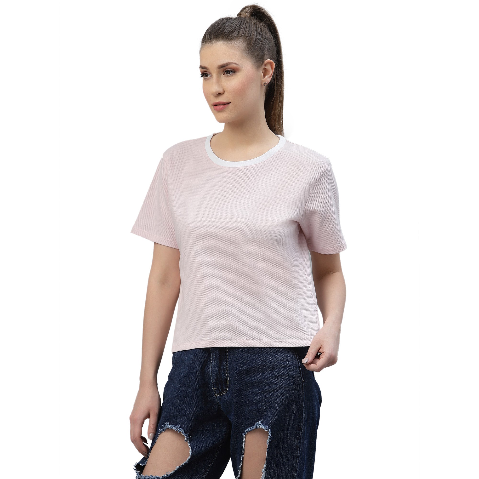 Womens Half Sleeve Oversized Crew Neck T-Shirt